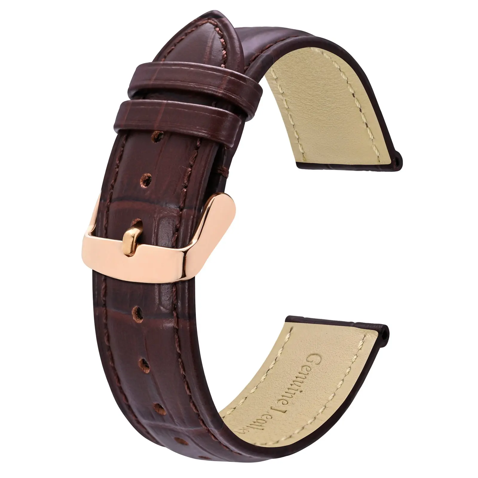 Pulseira de Relógio de Couro de Jacaré Ouro Rosa Fivela de Aço 14 mm 18 mm 19 mm 20 mm 21 mm 22 mm