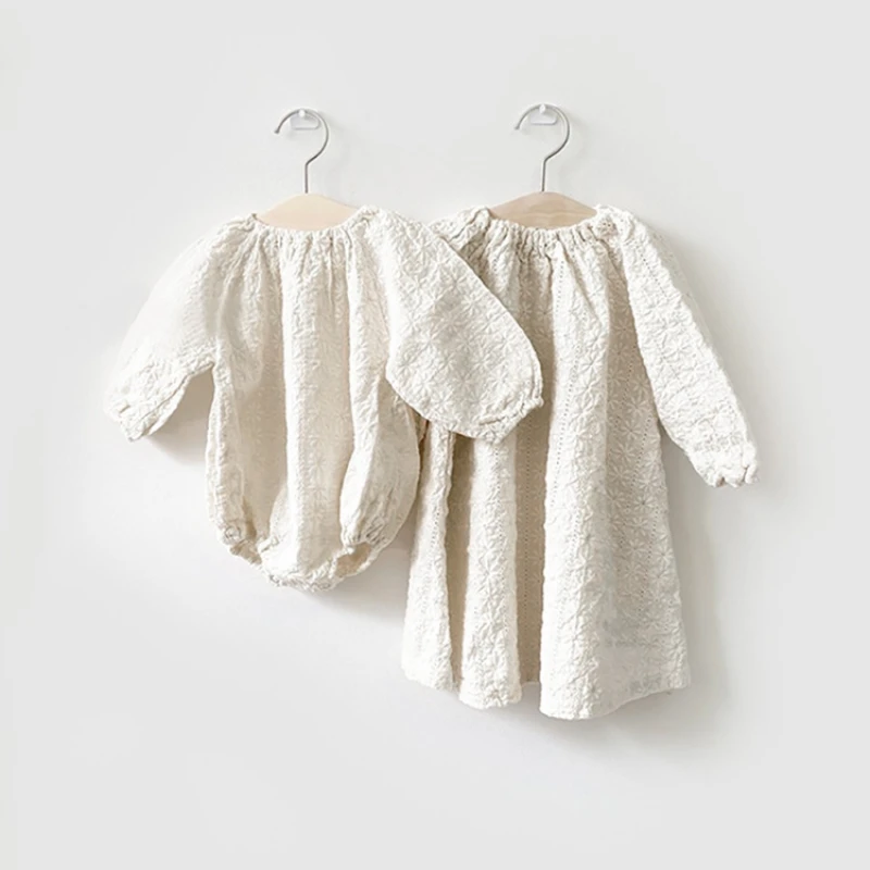 

Long Sleeves Cotton Spring Summer Newborn Baby Girls Clothes Kids Dress Princess Party White Color Toddler Baby Girls Clothing