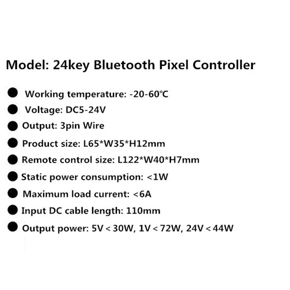 WS2812B Bluetooth Controller for Addressable LED Strip Light 5050 RGB LED Tape 24Key Remote Music Smart Controller