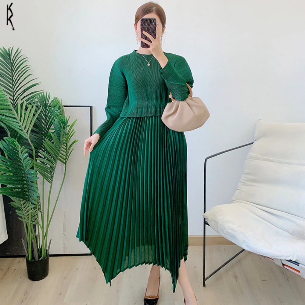 

Miyake Pleated Original Design Covering Belly Dress Women's 2023 Early Spring New Handmade Large Swing Western Style Skirt