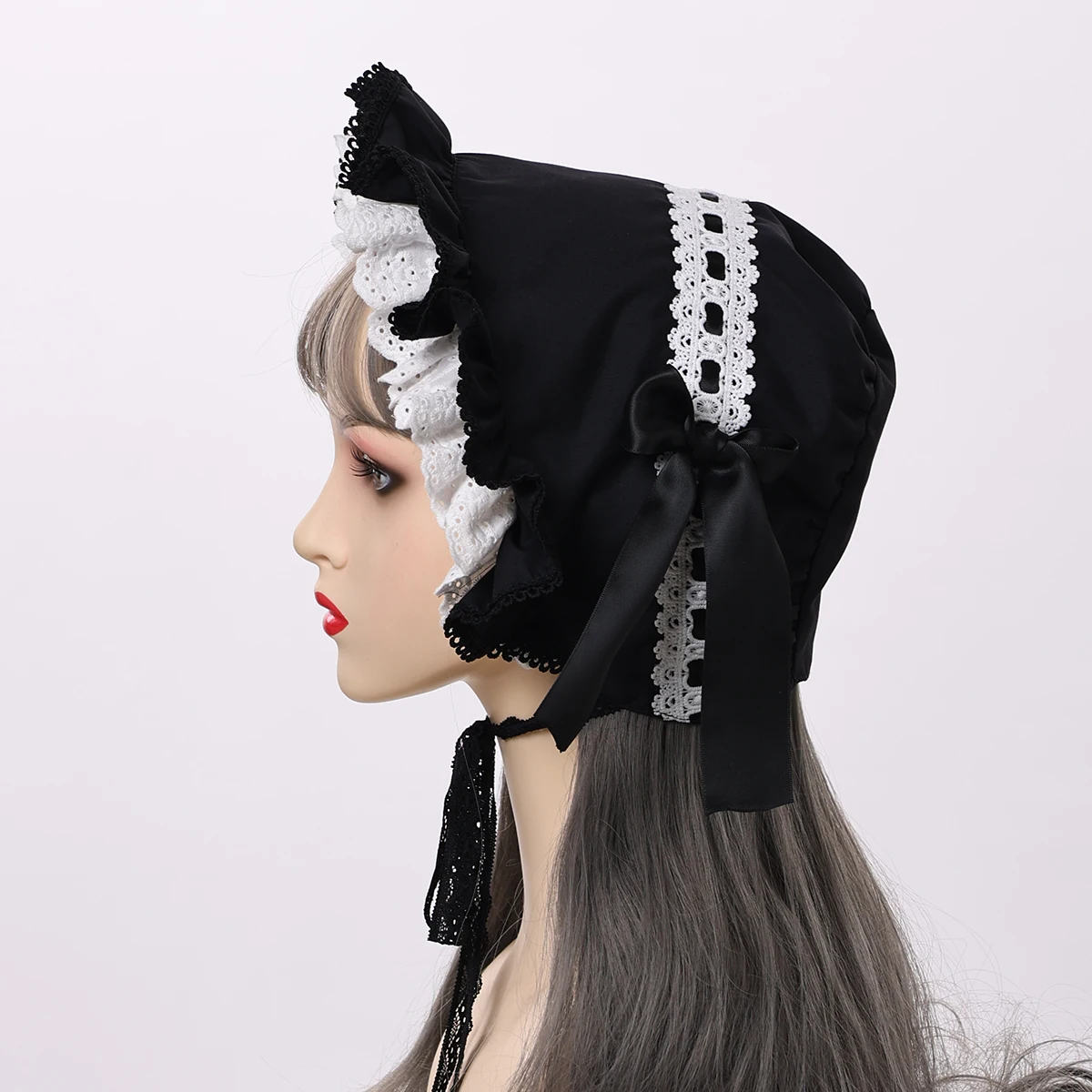 Cosplay Hats Vintage Style Ruffles Bonnet Hat Women Girls Maid Cosplay Mop Hat Pumpkin Cap