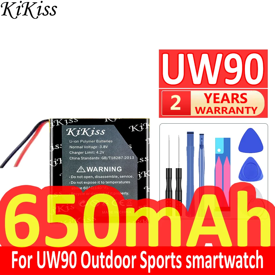 

650mAh KiKiss Powerful Battery For UW90 Outdoor Sports smartwatch Digital Bateria