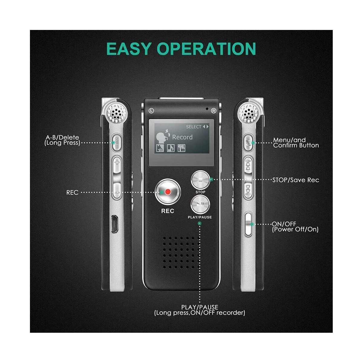 

Paranormal Ghost Hunting Equipment Digital EVP Voice Activated Recorder USB US 8GB (Black)