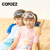 COPOZZ Kids Swim Goggles Anti Fog Waterproof Children Teenagers Big Frame Swimming Eyewear Boy Girl One-piece Swim Glasses 2