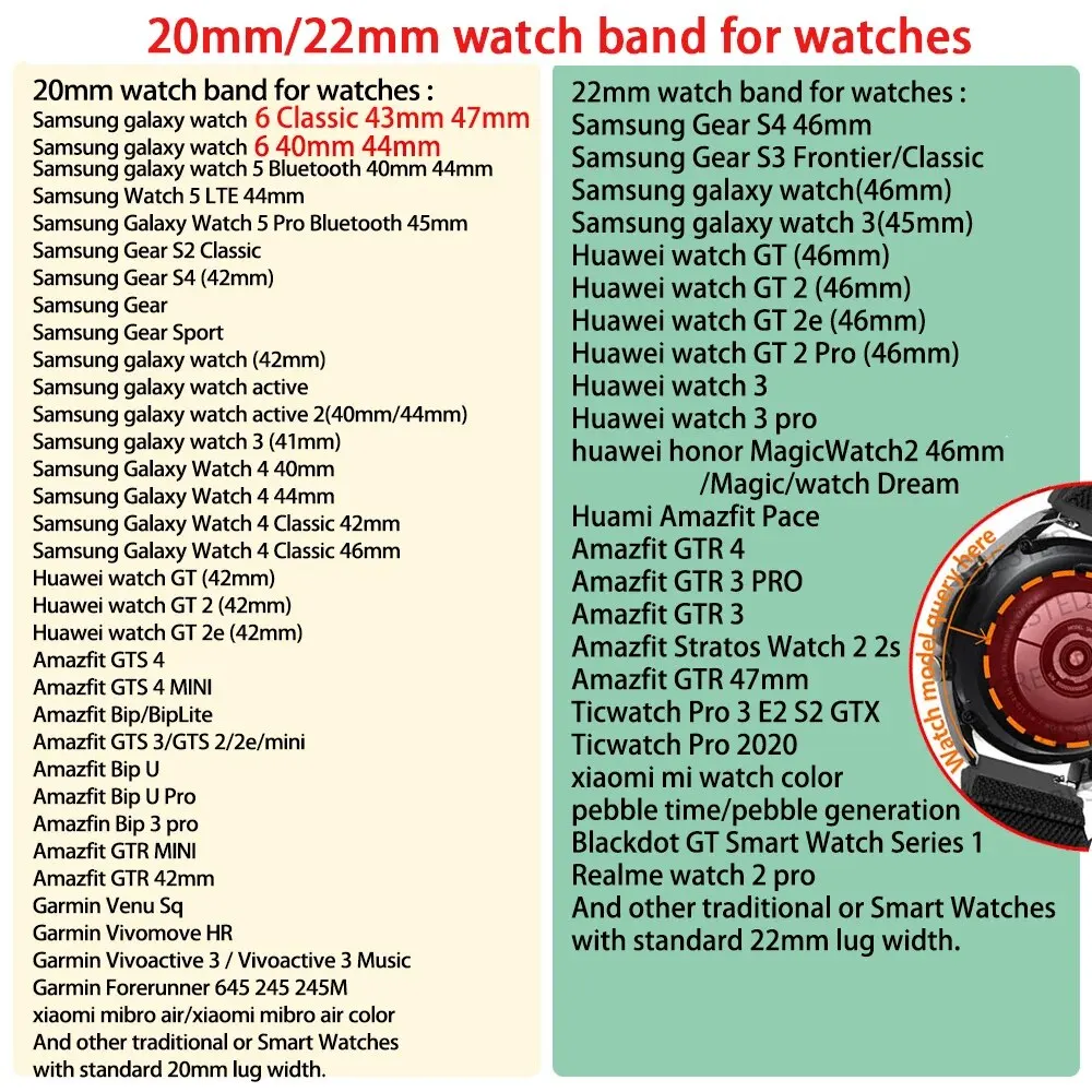 Nylon Braided Watch Strap - 20mm/22mm Adjustable Bracelet