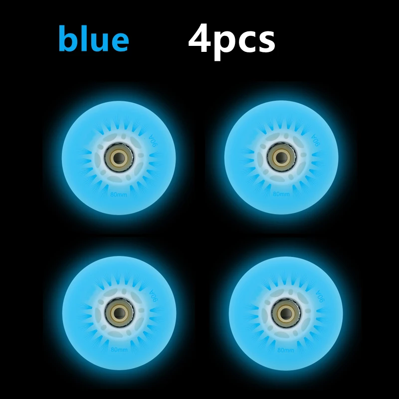 4pcs LED Flash Wheel PU Tires for Inline and Roller Skates