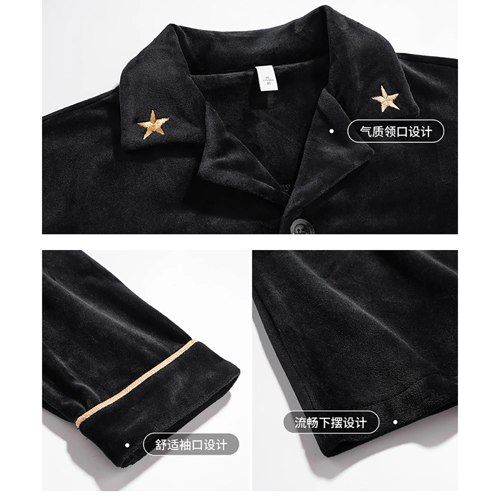 Delicate Thicken Island Velvet Pajamas for Couples Winter Warm Smooth Pajama Man Sleepwear for sleeping Women's Sweet Pyjama Set