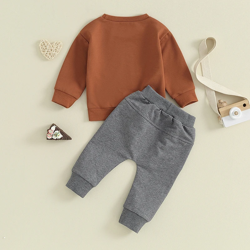 

Toddler Baby Boys Christmas Outfits Long Sleeve Letter Print Sweatshirt Pants Fall Winter Clothes Sets