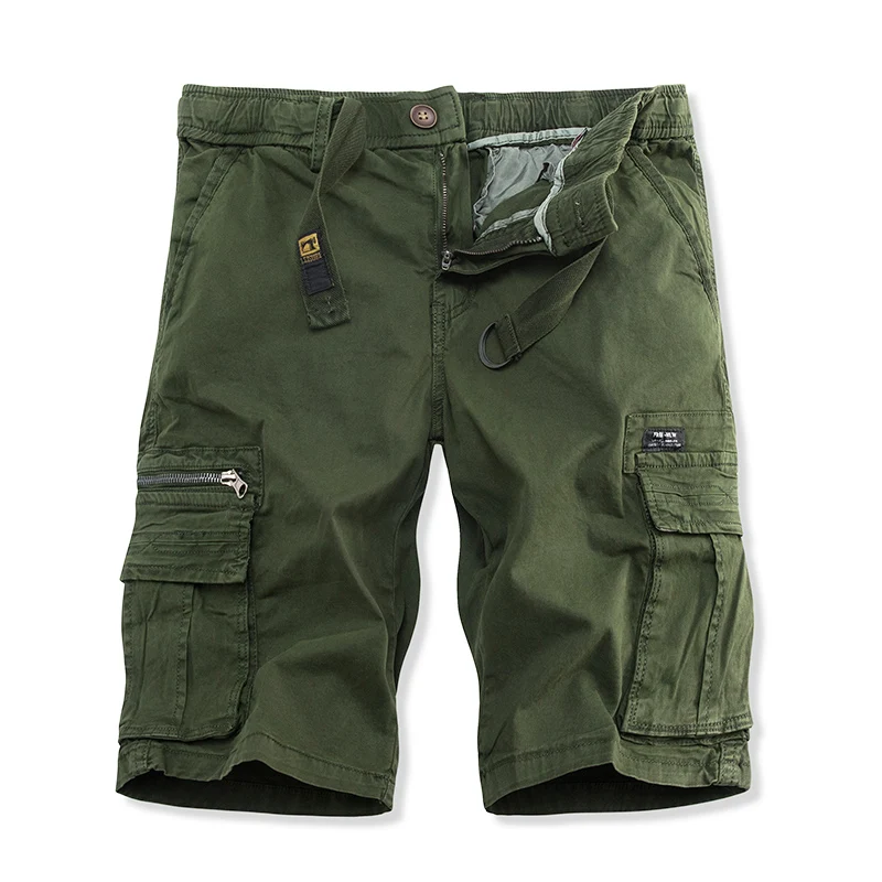 amropi Heren Cargo Shorts 3 Pack Zomer Elastische Taille Casual Werk Combat Shorts, Zwart Grijs Khaki, M