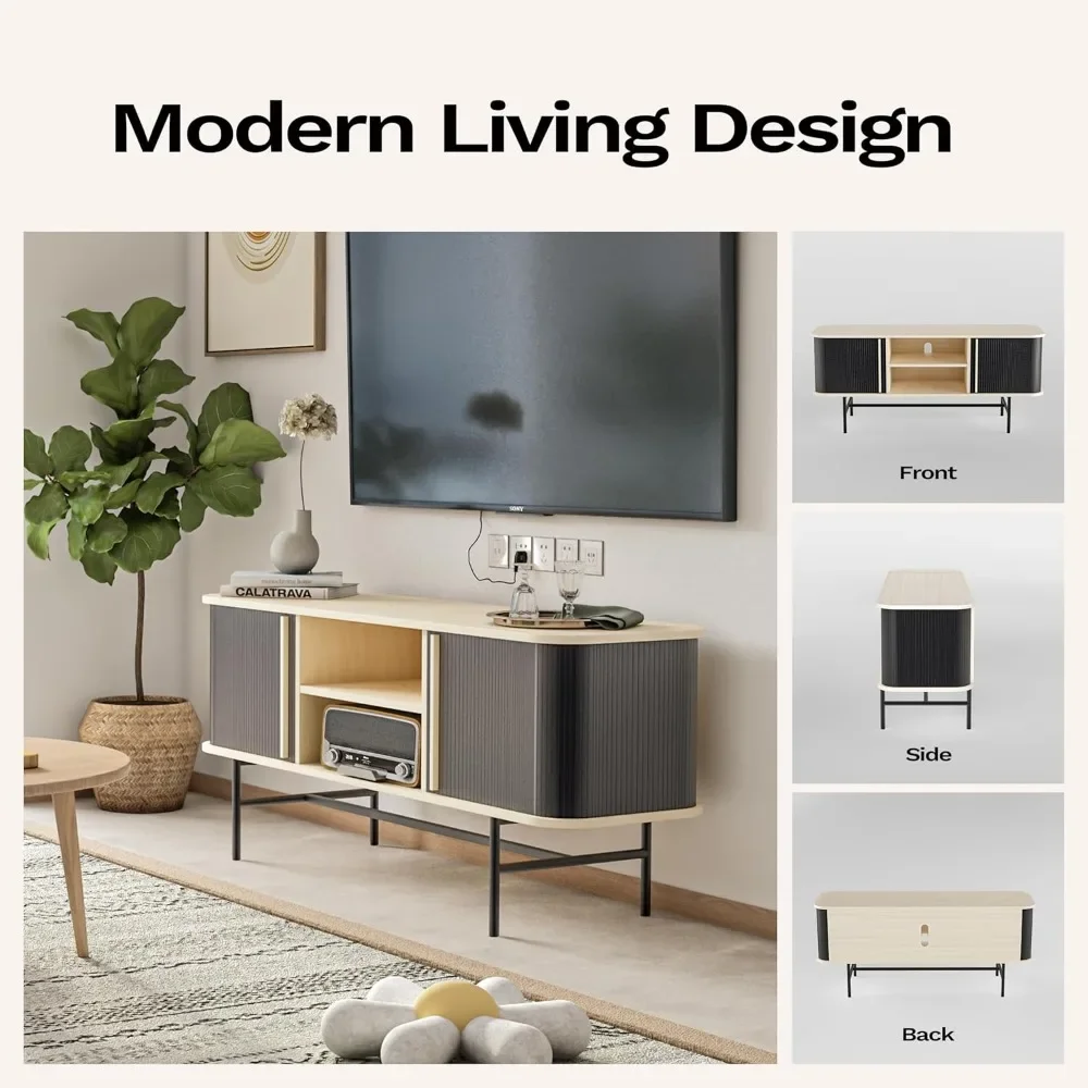 Trybal with tabol door, sideboard et tabours with sliding doors, media console storage