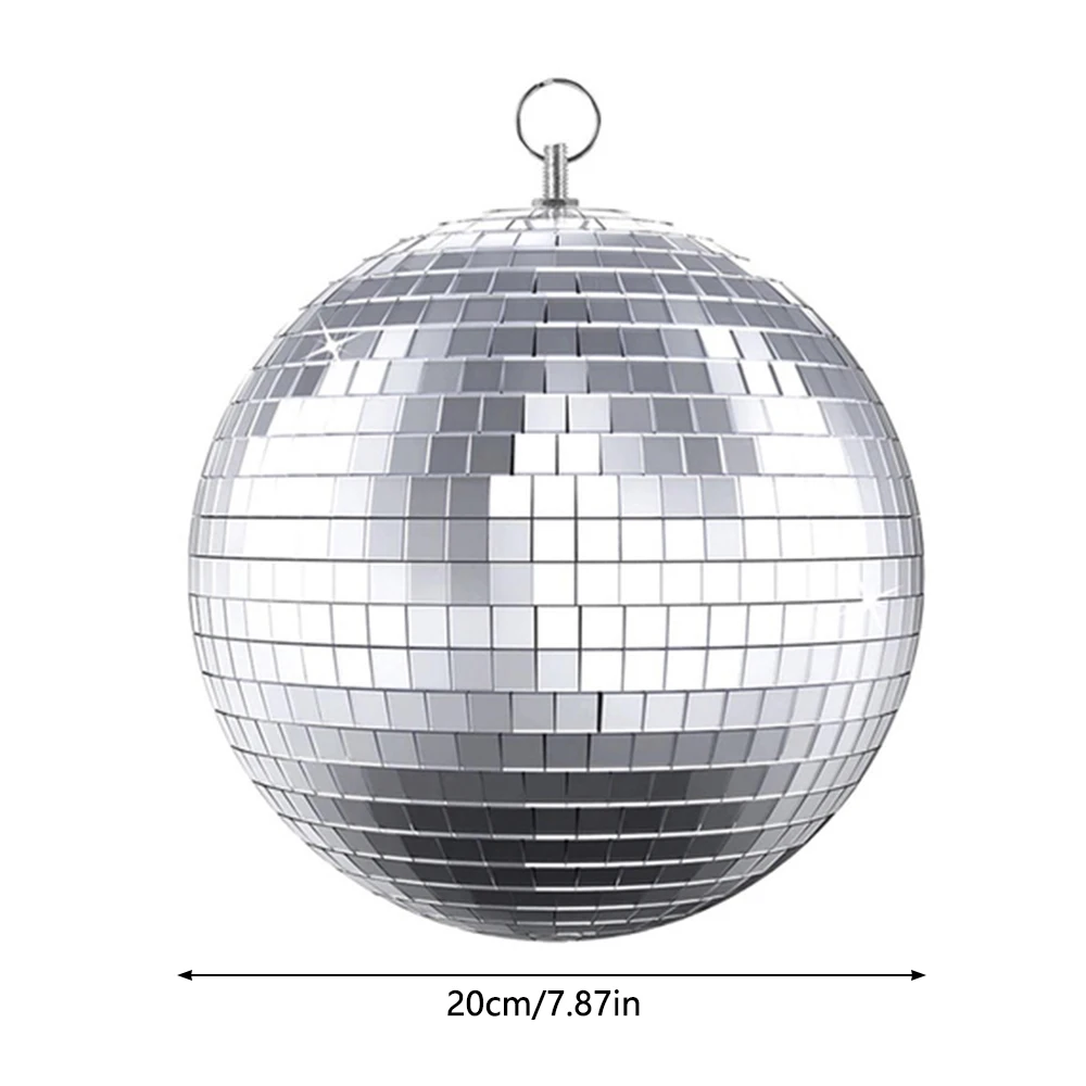 Reflective Mirror Disco Balls Decoration 20cm Silver Hanging Disco Ball for Halloween Party DIY Wedding Music Prom Props