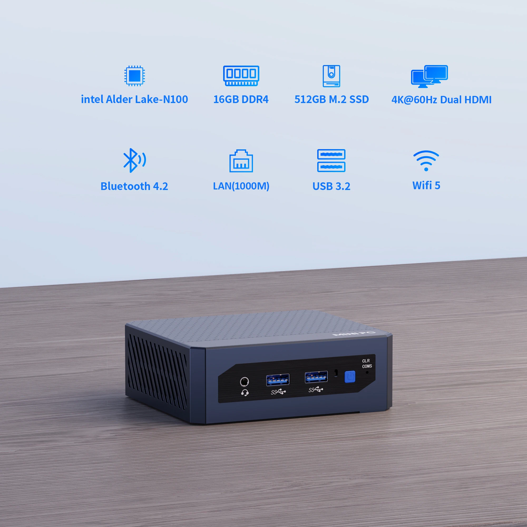SZBOX F10 N100 Mini PC Alder Lake N95/N100 Mini Computer Windows 11 Pro DDR4 16GB 256GB NVMe SSD 4K WiFi 6 BT5.2 Game Computer 2