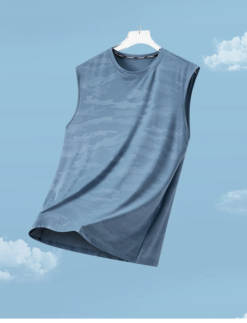 2026 New Camouflage Ice Silk Quick Dry Round Neck Vest Summer Thin Breathable Outdoor Running Trendy Sleeveless Tank Top