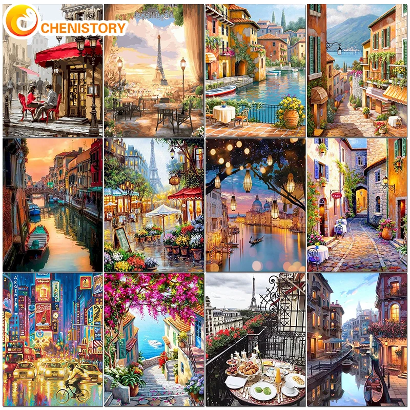 Paintings Numbers Canvas Acrylic Paints City Paint Numbers Adults Canvas Kits Paint By