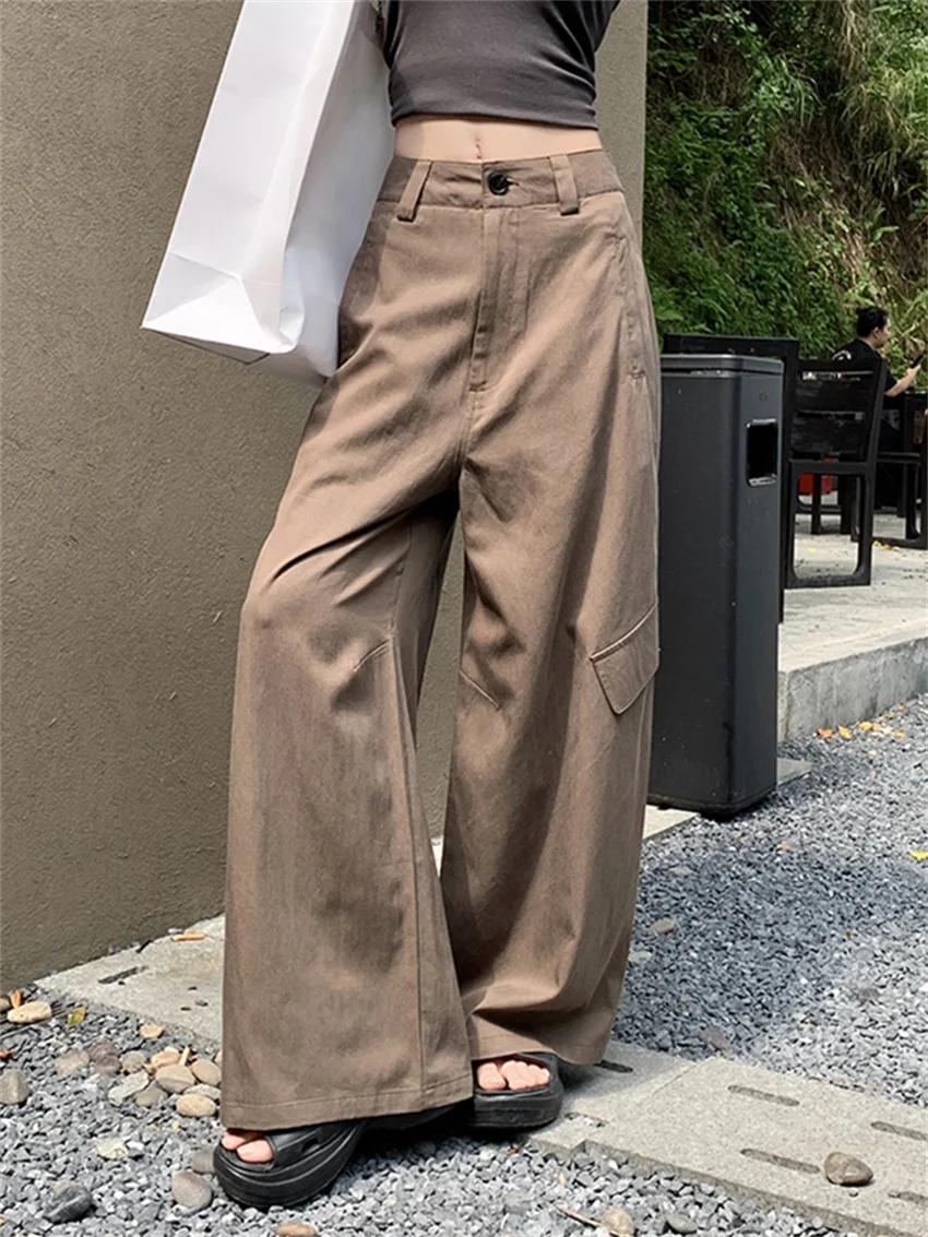 

Брюки Alien Kitty Женские однотонные в винтажном стиле, повседневные модные облегающие свободные штаны с широкими штанинами, в минималистичном стиле, для офиса, универсальные, осень 2023