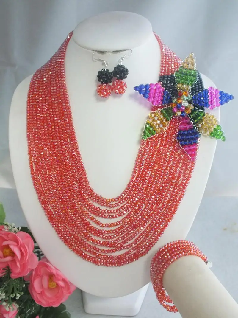 

African jewelry Set Red Crystal Beads African Beads Jewelry Set For Wedding