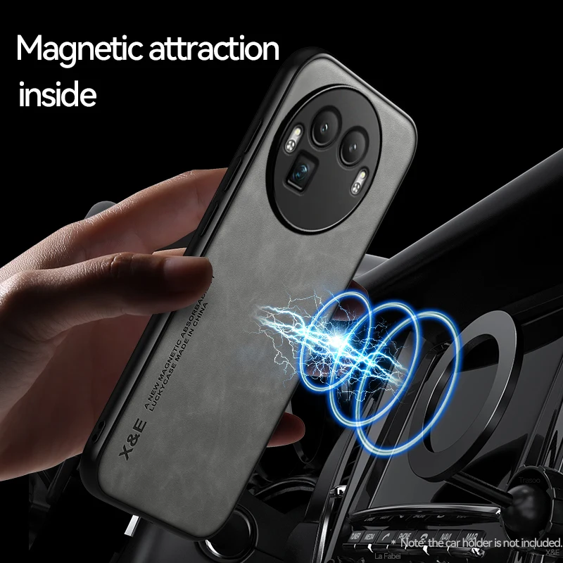 Magnetic Shockproof Leather Phone Case with Silicone Soft Cover