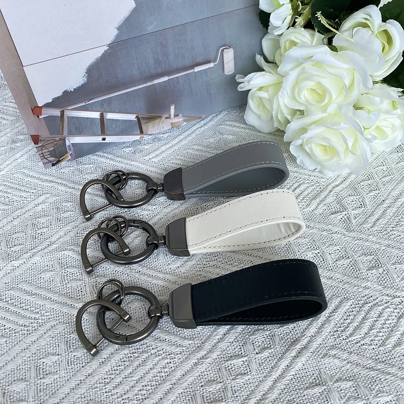 Car Accessories Top Layer Cowhide Key Chain Keyrings Lanyard