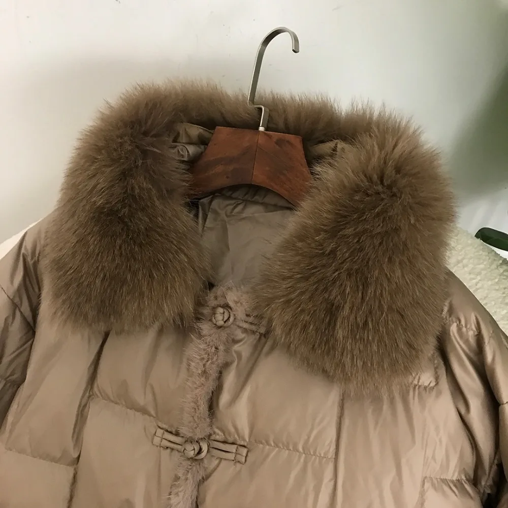 2024 Real Fox Mink Fur Collar Winter Women White Duck Down Jacket Ladies Vintage Short Warm Puffer Coat Female Parka Outerwear 5