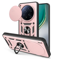 Slide Camera Protection Ring Stand Shockproof Cover Case for Camon 40 Premier 5G (Rose Gold)
