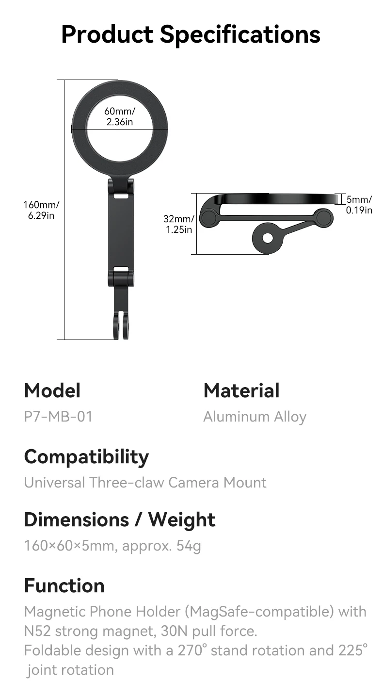 Mobile Phone Magnetic Stand For Iphone 16 15 14 13 12 Andriod Phone Two Claw Ada
