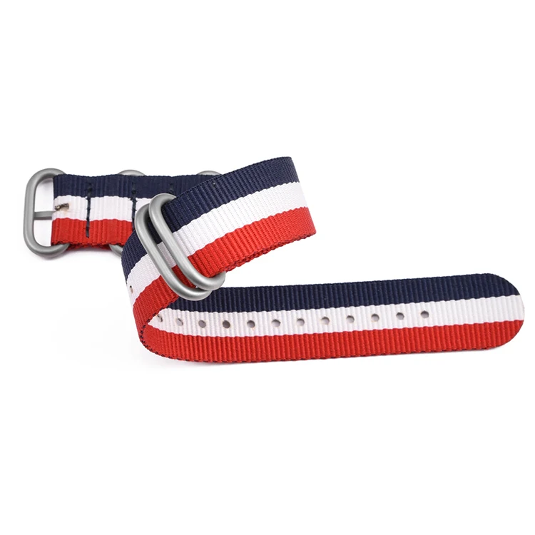 Military Style Woven Nylon Watch Band with Stainless Steel Buckle - Universal Replacement Strap