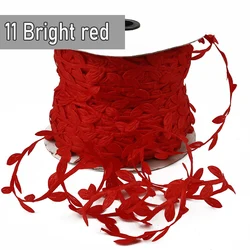 Silk Leaf - Shaped Green Ribbon Trim for DIY Decorations and Crafts (11 Bright red)