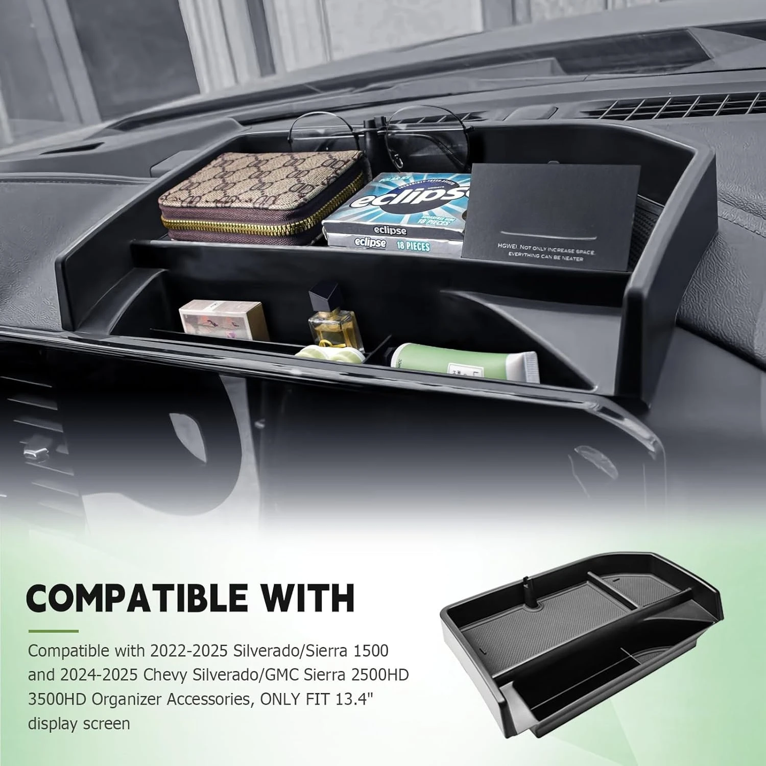 Organizzatore del cruscotto della console centrale per Chevy Silverado/GMC Sierra 2022-2025 1500 2500HD/3500HD Accessori Dash Storage Box per auto - immagine 4