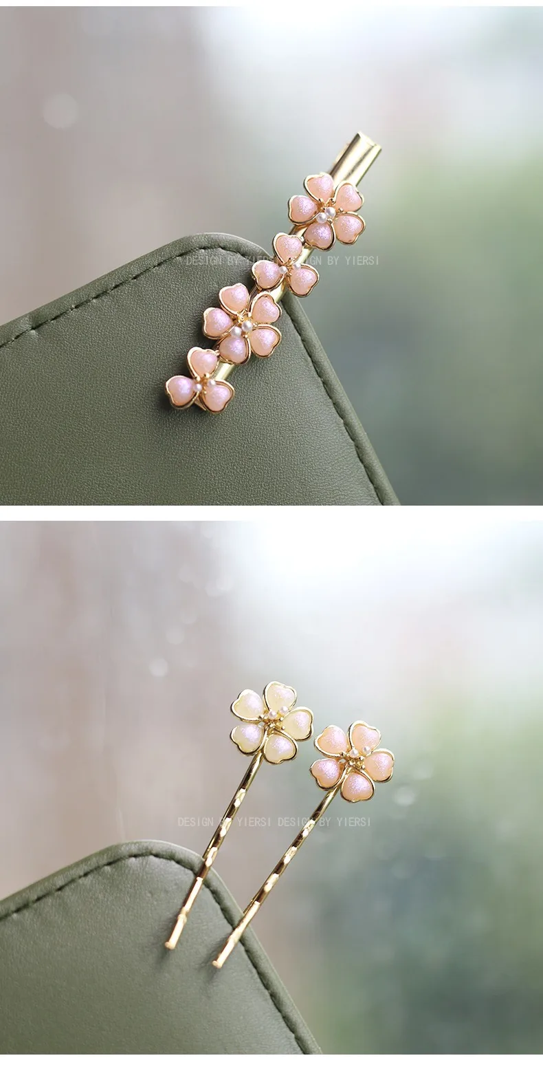 Elegante Vintage Perle Blumen Haarnadeln Frauen Mädchen Haars pangen Stifte Haars pangen Zubehör Haars pangen Kopfschmuck Kopf bedeckung Ornament – Detail 7