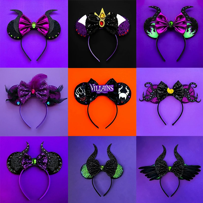 Fine Disney Mickey Mouse Ears Headbands Maleficent Headband for Girls Kids Women Bows Hair Accessories Mistress of Evil Hairband disney s maleficent new women s backpack luxury brand fashion backpack high quality cartoon leisure children s school bag