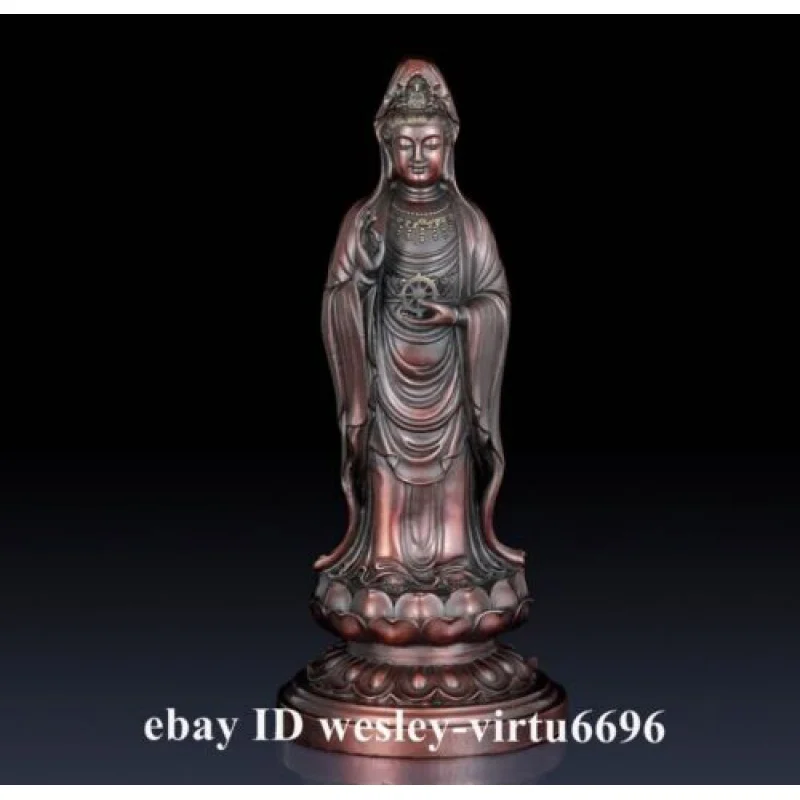 Buddismo Rosso Rame Bronzo Dea Kwan-Yin Guan Yin Bodhisattva Statua Di Buddha