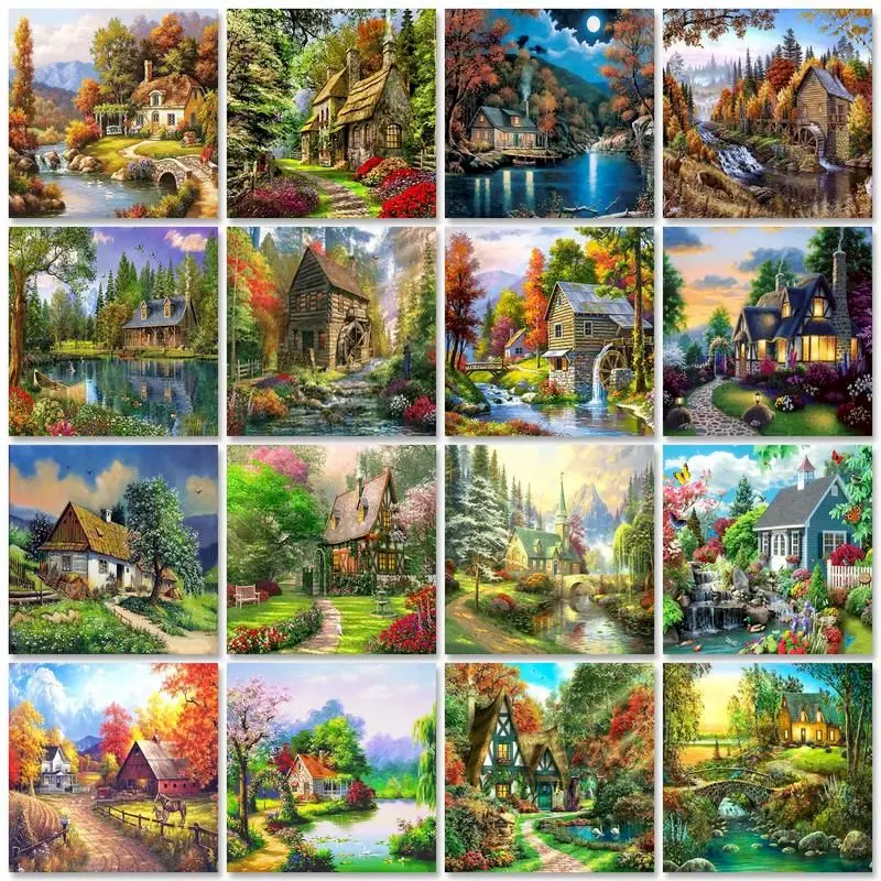 

GATYZTORY 60x75cm Diy Frame Painting By Numbers Kits For Adults Rural Scenery Paint By Numbers Kits For Modern Home Decor Gift