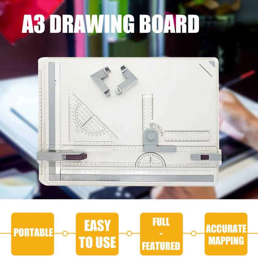 drafting-drawing-board-pad-a3-ruler-table-adjustable-angle-art-draw-tool-single-end-ruler-curve-ruler