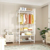 4-Tier Freestanding Garment Rack Suit for Small Space and Corner, Closet Organizer System Portable Closet Wardrobe 2