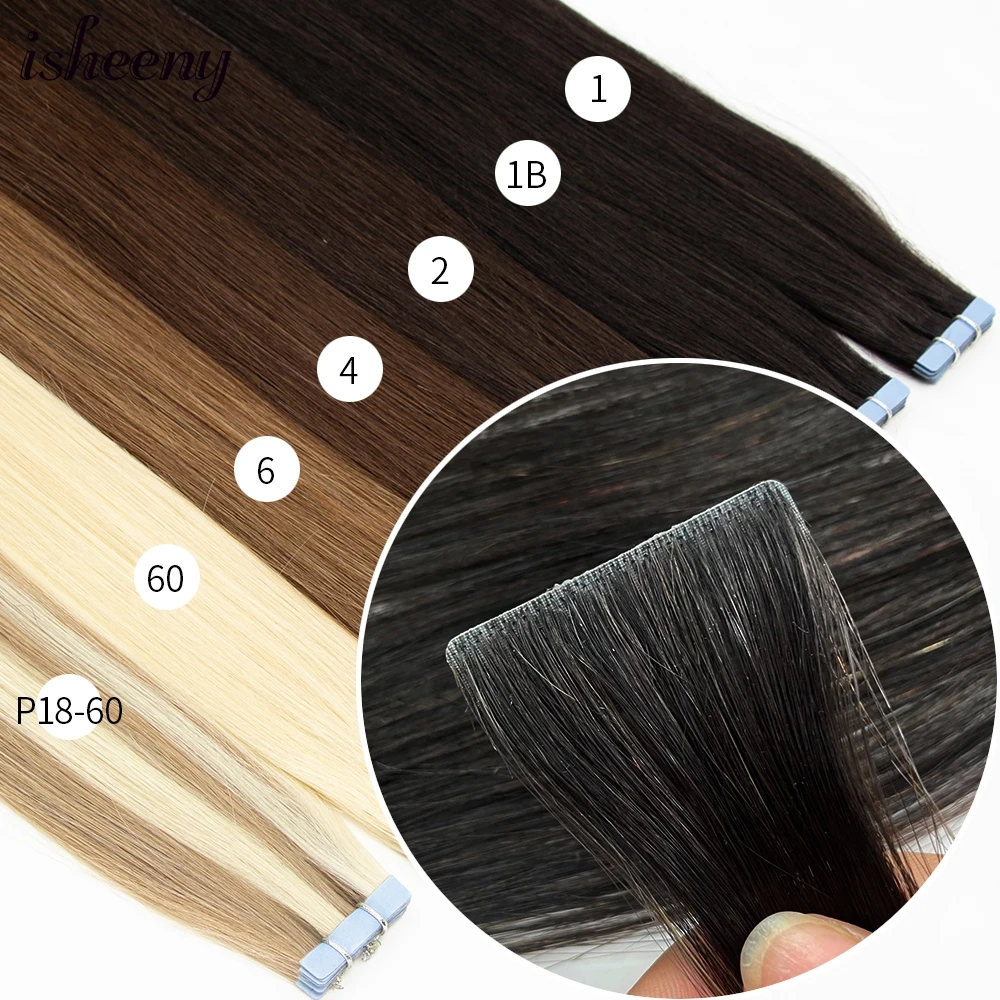 Tape Hair Extensions Human Hair Invisible Tape 12 16 20 Pu Skin Weft