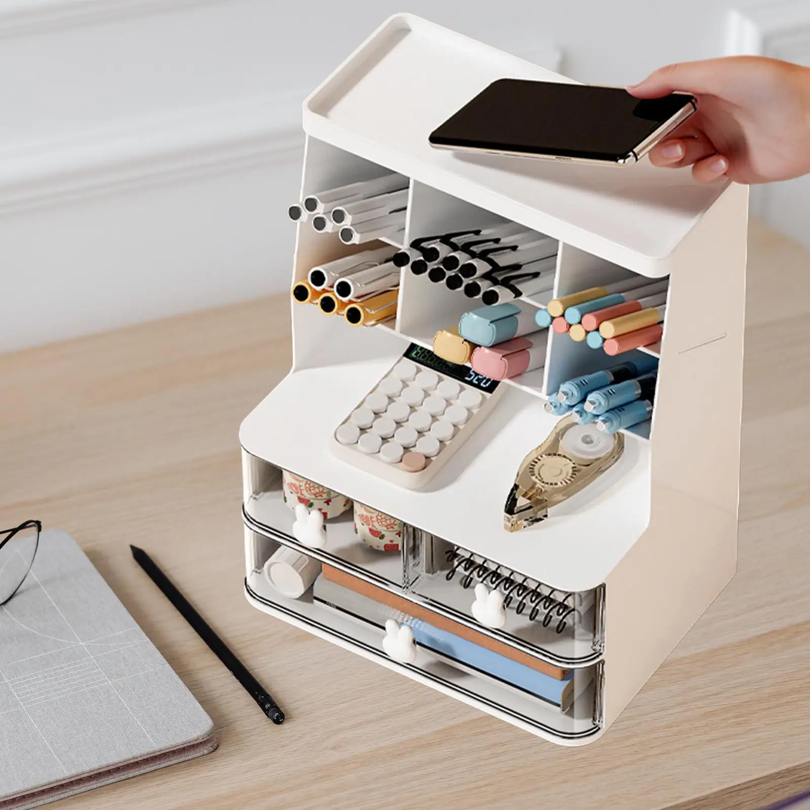 Desk Organizer Marker Pen Pencil Storage Box Stationery Holder for Dresser