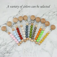 Modabebe Silicone Pacifier Chain BPA Free Baby Pacifier Anti-Drop Chain Wood Bead Pacifier Clips Dummy Chain 2
