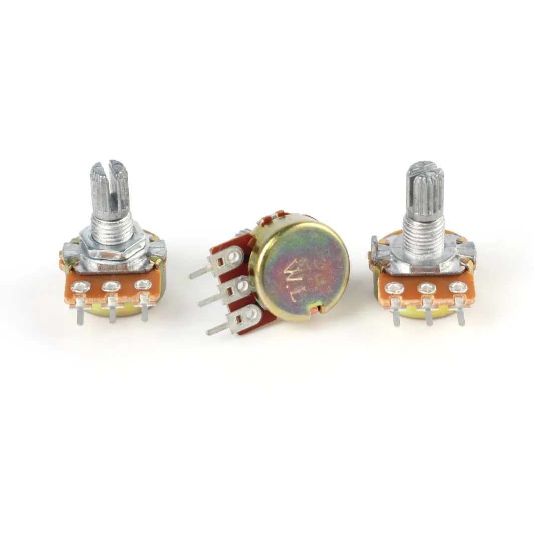 Lot De 5 Potentiomètres Linéaires 5 Broches B5K 5K Avec Interrupteur - Pour Montage Panneau, Arbre 15mm