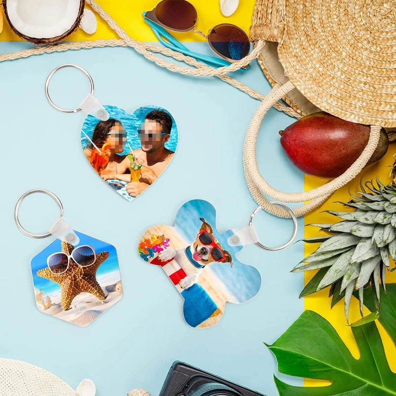 15Pcs Sublimation Keychain Blanks Set Double-Side Printed Heat Transfer Keychain 37JB