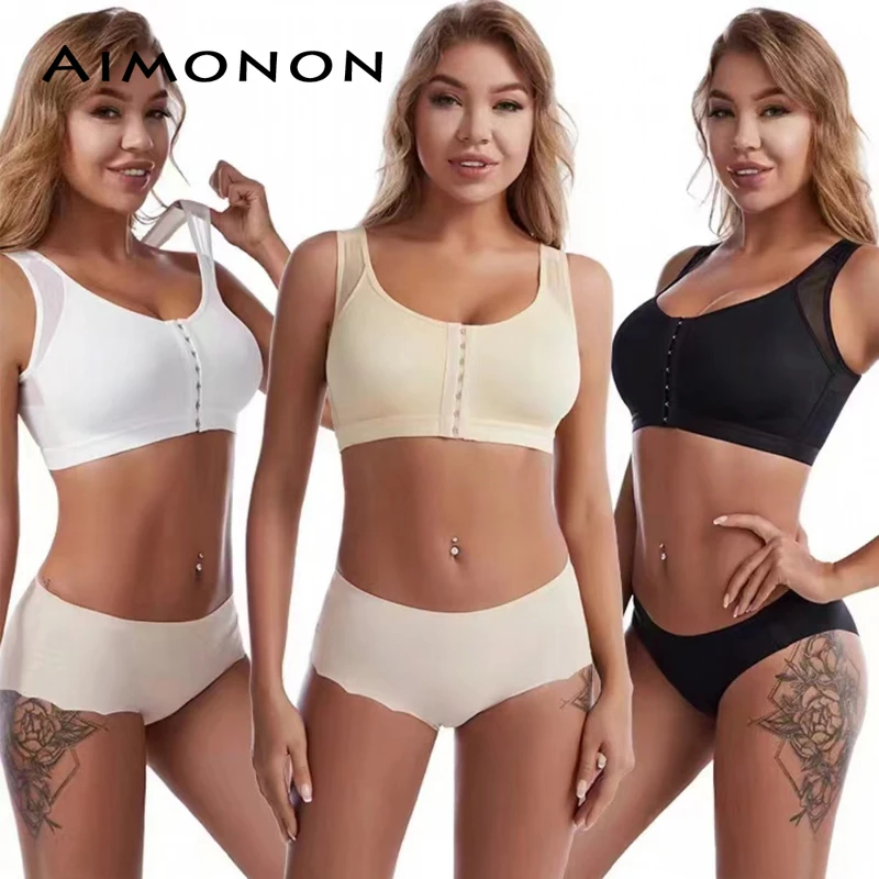 

Front buckle closed sports bra European and American sexy yoga plus size bra open adjustment underwear