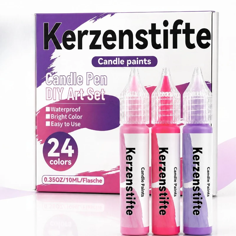 수제 DIY 어린이 환경보호 24색 10ml 입체 비베이킹 캔들 펜 페인트 그림 그리기 그라피티 세트