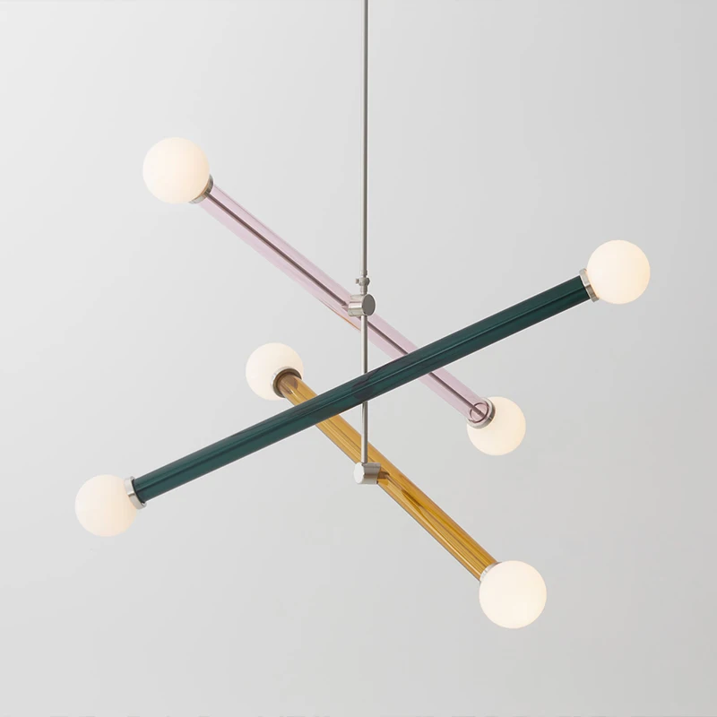 

Post modern simple Macaron Chandelier Nordic designer restaurant main bedroom children's room decorative ceiling lamp