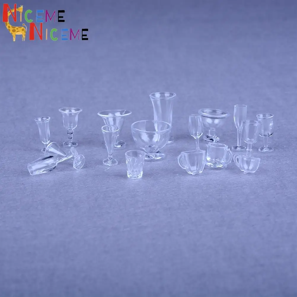 

17Pcs/set New Mini Dollhouse Miniature Drink Ice Cream Cups Set Model Pretend Play Mini Food Doll Accessories Fit Toy