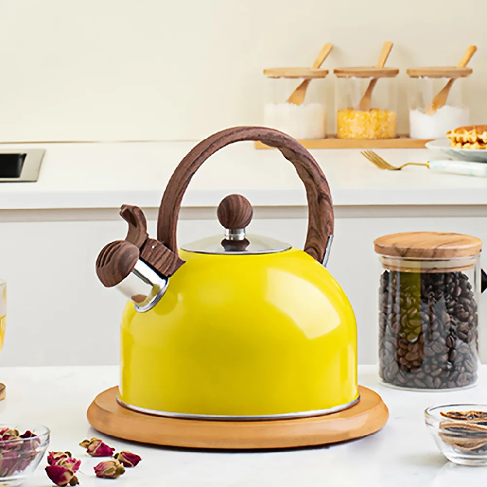 

Stove Whistling Teapot Kettle: 2 5L Stainless Steel Yellow Coffee Kettle Teapot with Ergonomic Handle Kitchen Gadget