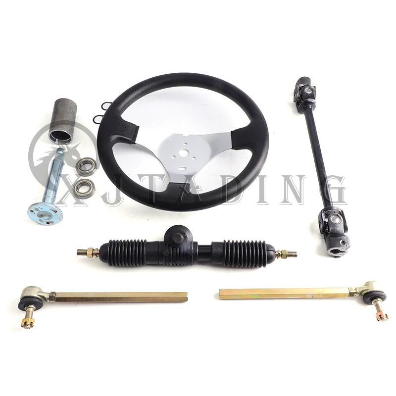 ATV 300mm Steering Wheel 320mm Gear Rack Pinion 380mm U Joint Tie Rod Knuckle Assy For DIY Go Kart Buggy UTV quad Bike Parts telescopic adjustment power steering gear shaft rack pinion knuckle go kart chinese atv quad golf cart 4 wheel spare parts