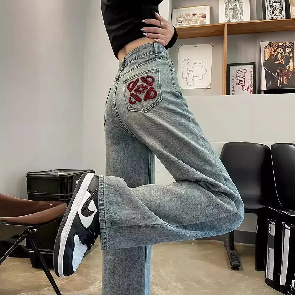 Petite Embroidered Cotton Denim Bell Bottom Jeans