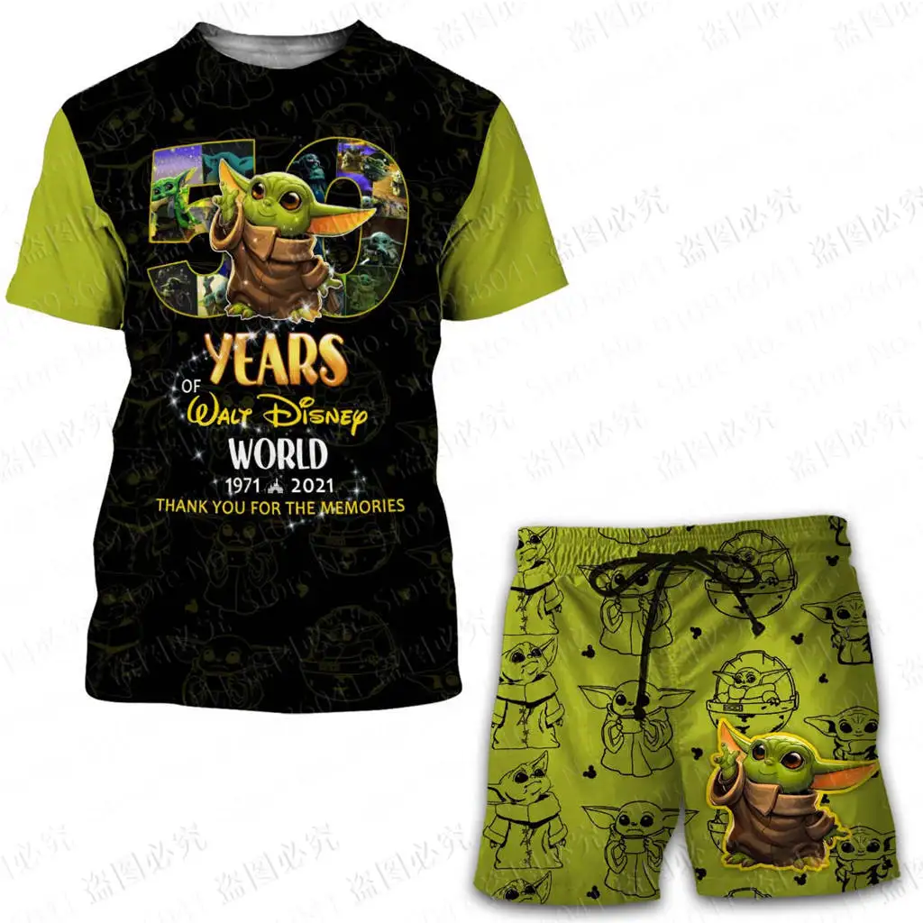 

BEST WDW 50th Anniversary Dates Cartoons Mickey Mouse men women casual style 3D print t shirt/shorts suit Summer Tops