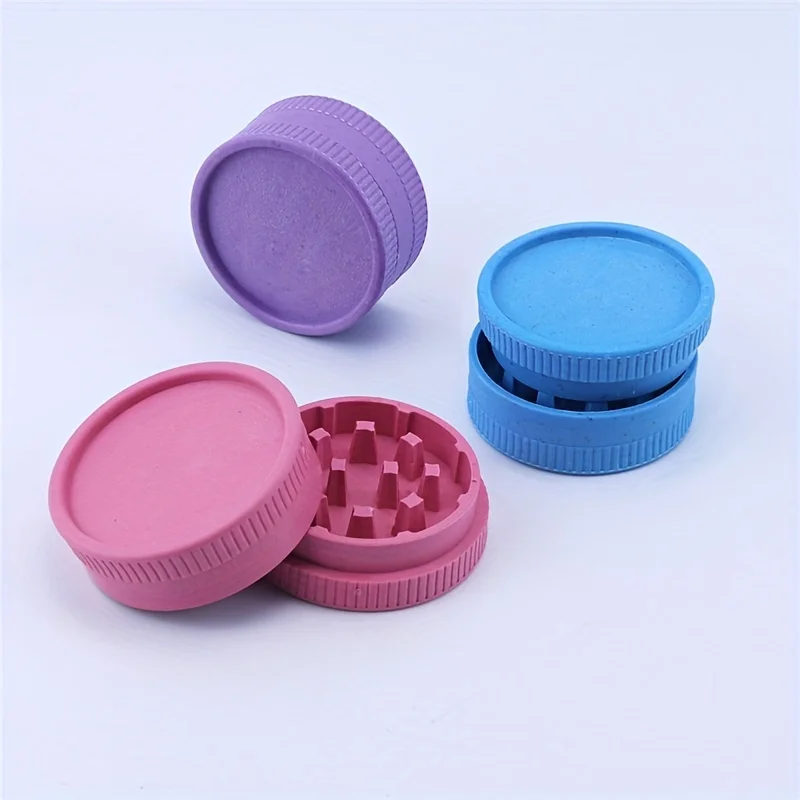 Portable 2-Layers 55MM Tobacco Grinder Biodegradable Plastic Herb Crusher Hemps Spice Shredder Smoking Accessories Kitchen Tools
