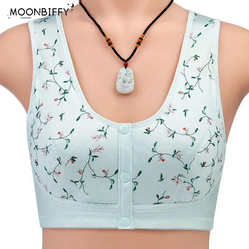 여성용 심리스 아이스 실크 프론트 버클 조끼 스타일 속옷, 체육관 스포츠 상의, 프린트 비스틸 링 크롭 속옷 