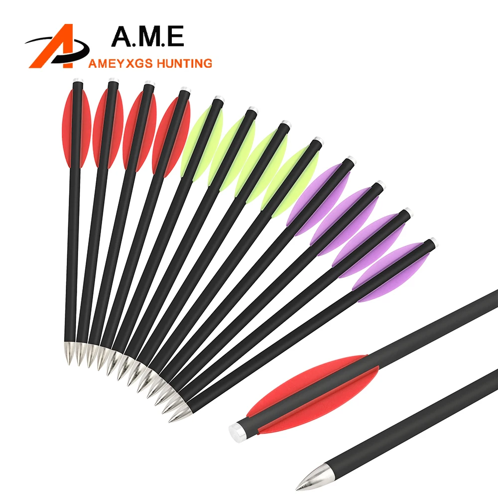 

6/12/24pcs 6.5" Crossbow Bolts Arrow Mixed Carbon OD 6mm 2 Rubber Feather for Crossbow Archery Shooting Hunting